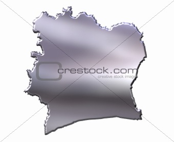 Ivory Coast 3D Silver Map