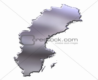 Sweden 3D Silver Map