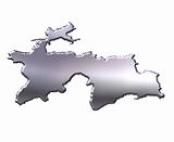 Tajikistan 3D Silver Map