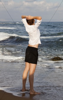 businesswoman at the beach