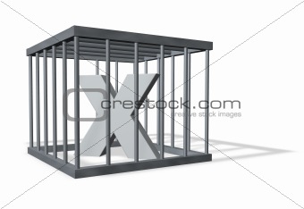 big X in a cage