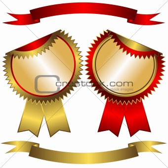 Set golden-red  labels and ribbons (vector)