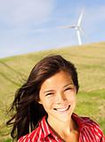 Wind turbine woman