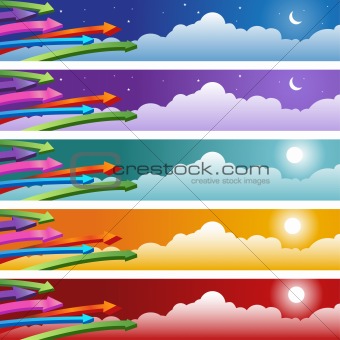 Arrow with Clouds Background Set