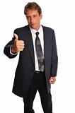 Businessman gives thumbs up