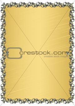 Leaf of an old paper in silvery vintage framework (vector)