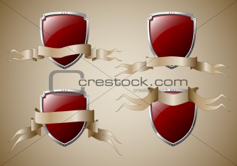 Set of shields with banners