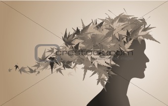 Autumn floral girl silhouette