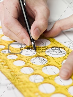 Architect working on a bluprint