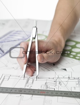 Architect working on a bluprint