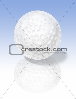 Golf ball on reflective surface