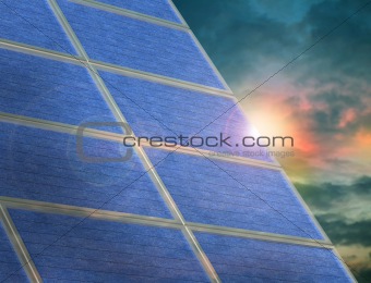 Solar panel array at twilight