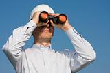 Engineer searching with binocular