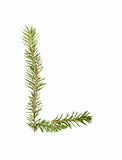 Spruce twigs forming the letter 'L'