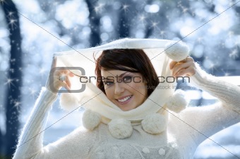winter portrait with snow
