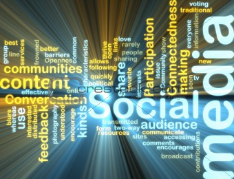 Social media wordcloud glowing