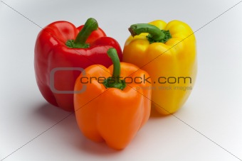 Red, yellow, and orange bell peppers