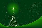 Green abstract Christmas tree and reindeer