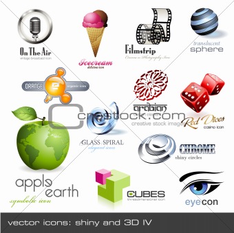 vector icons:shiny and 3d - set 4