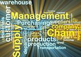 Supply chain management wordcloud glowing