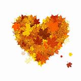 Autumn love, heart shape, leaf