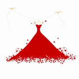Dress red on hander, vector illustration