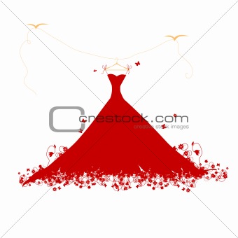 Dress red on hander, vector illustration