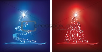 red and blue christmas tree