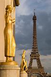 View of the Eiffel tower from Trocadero in Paris, France