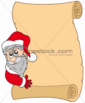 Parchment with lurking Santa Claus