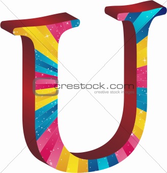 Colored alphabet with stripes and stars