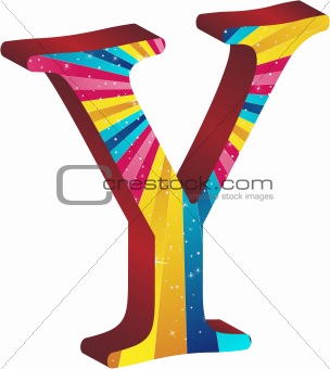 Colored alphabet with stripes and stars