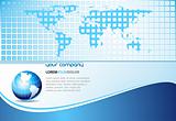 Clean futuristic vector design template with earth globe and map