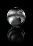 silver glossy globe on black background