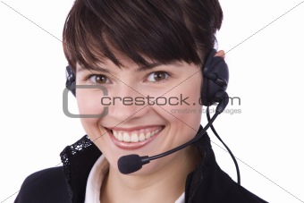Call center operator. Woman with headset