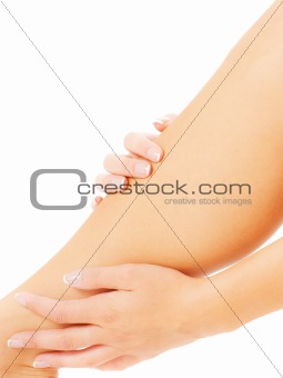 Woman Massaging Leg