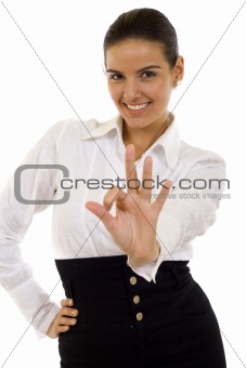 Young businesswoman indicating ok sign