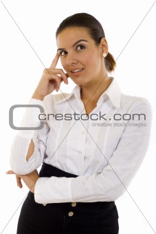 Attractive business woman thinking