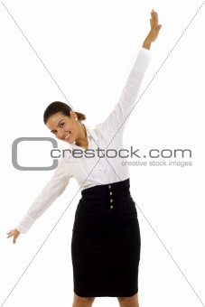 businesswoman wanting to fly of joy