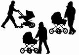 Father with a baby carriage