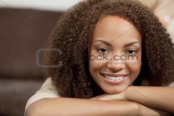 Beautiful Mixed Race African American Girl With Perfect Smile