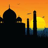 silhouette view of Taj Mahal, agra, India, sunrise,sunset