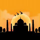 silhouette view of Taj Mahal, agra, India with sunrise background