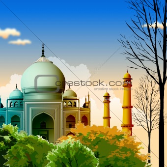 view of Taj Mahal, agra, India, trees