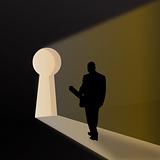 silhouette of a business man expressing key to sucess
