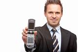 Young Businessman shows mobile phone
