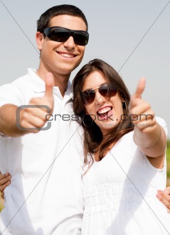 Young Couple Hugging and smile 
