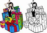 Woman Surrounded By Presents
