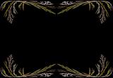 Leafy Gold and Pink Fractal Frame With Black Copy Space