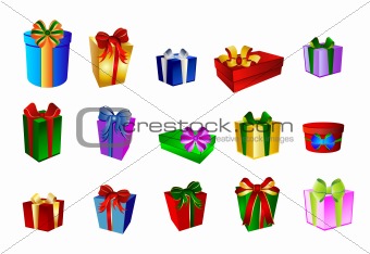 Big Set of colorful prestents - gift boxes